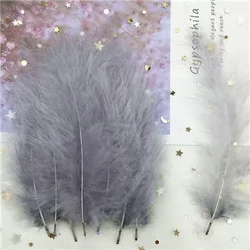 Turkey Marabou Feathers for DIY Jewelry and Craft Decor, 50pcs, 4 - 6 Inches (Gray 50pcs)