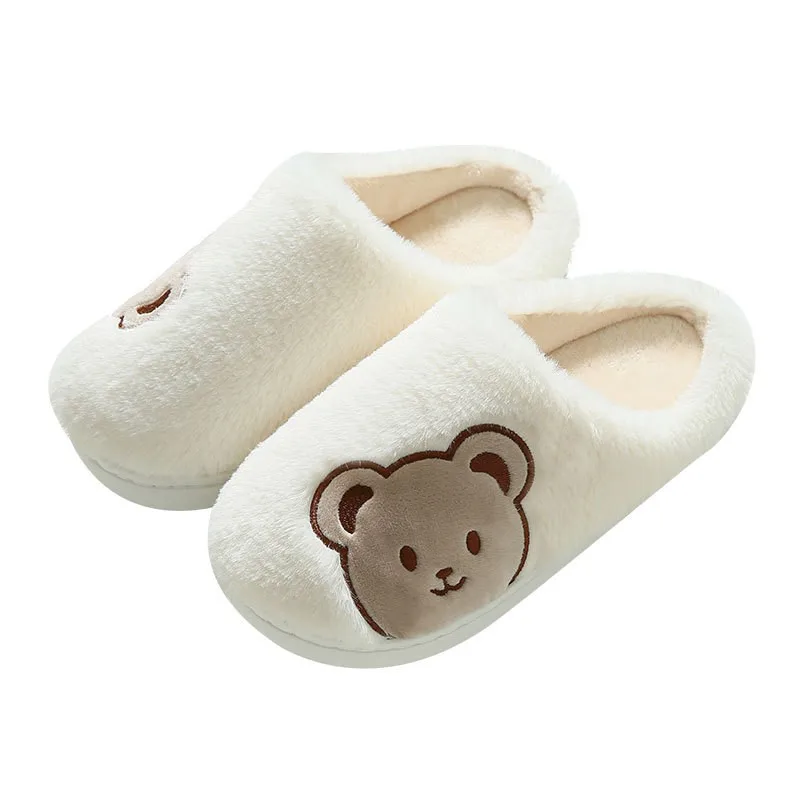 Winter Cartoon Bear Slippers Women Men Fashion Cute Fluffy Slippers Winter Warm Lovers Fur Casual Confinement ShoesTG03 5