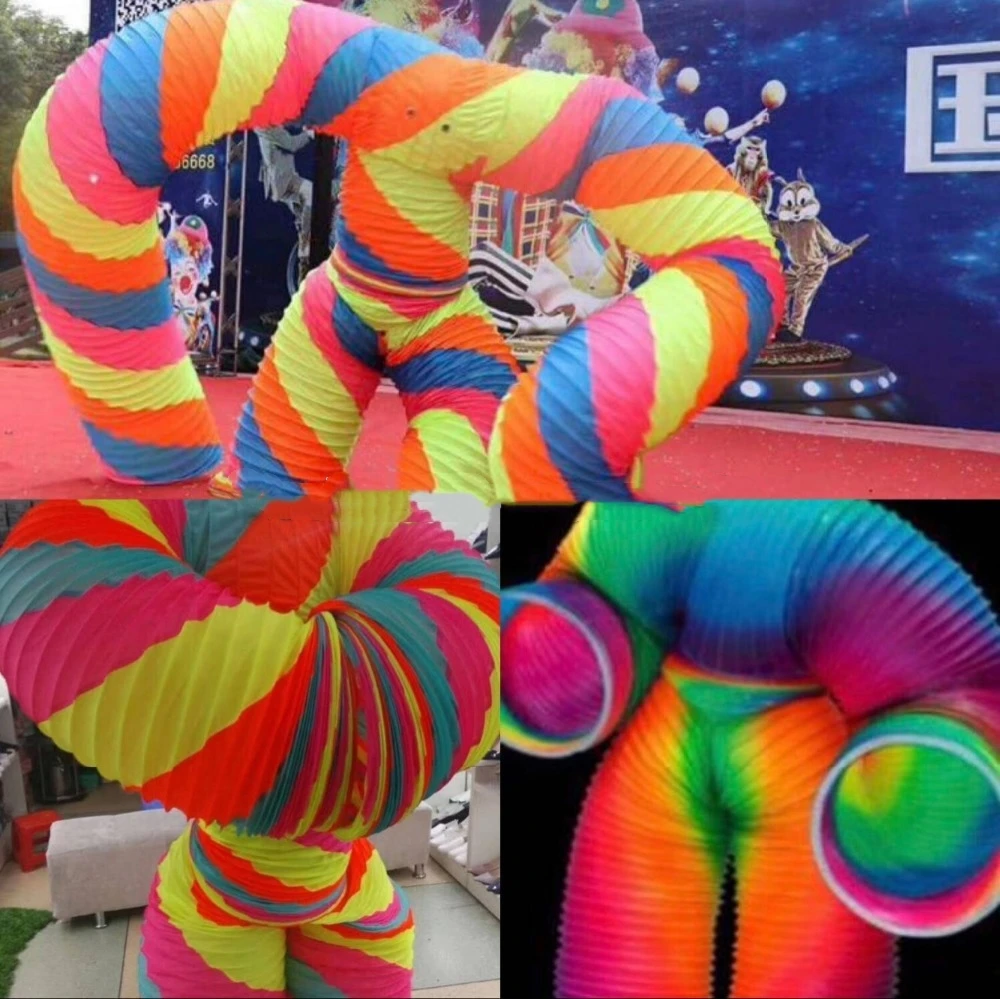 

Water Slinky Stage Performance Show Costume Rainbow Doll Tube Dance Outfit Club Wedding Cosplay Dj Dancer Prop