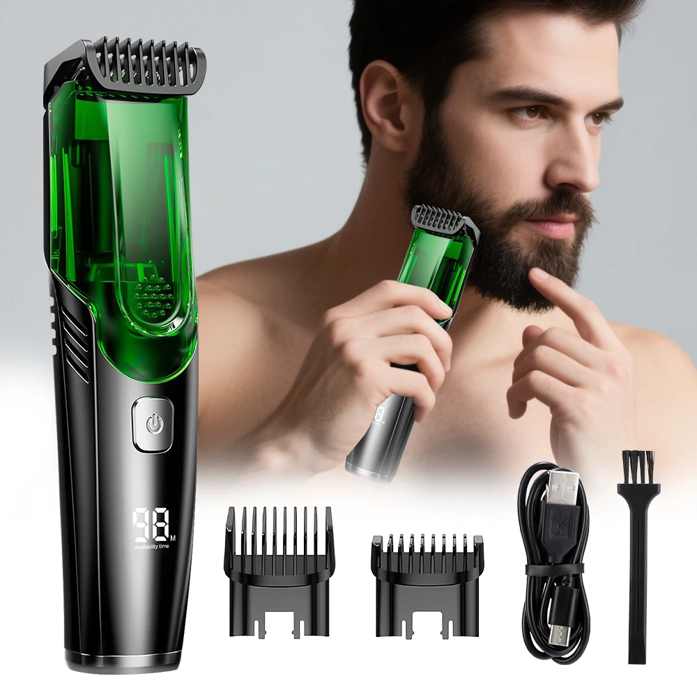 Cordless Men Beard Trimmer Rechargeable Electric Shaver with 20 Trim Built-in Va