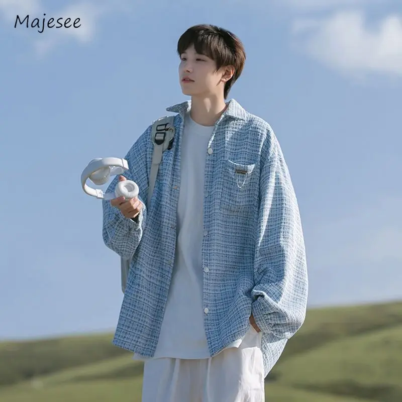 

Клетчатые куртки мужские свободные элегантные весенне-осенние темпераментные для подростков в Корейском стиле стильные для отдыха универсальные повседневные Популярные шикарные