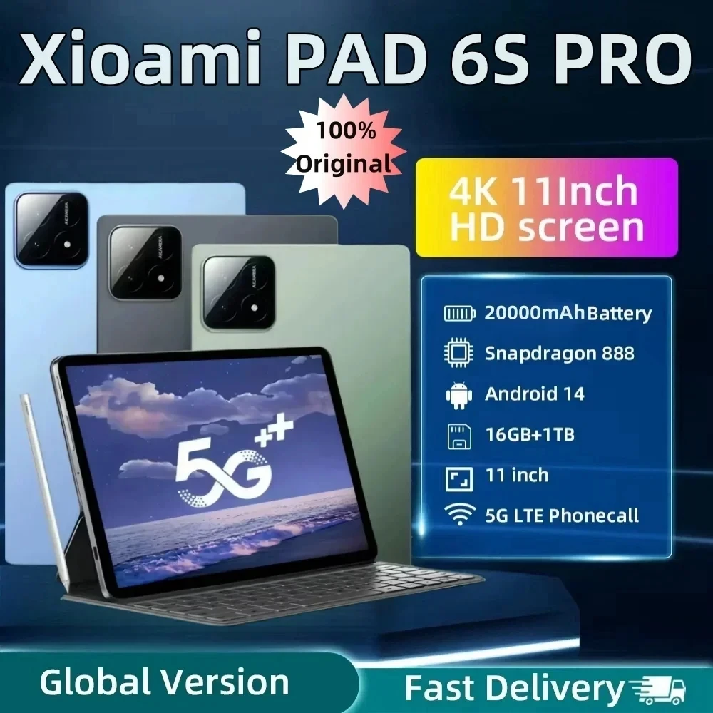 Tablet Pc Global Version MI Pad 6S Pro Android 14 Tablets 11inch 4K 16GB+1T 20000mAh 5G Dual SIM Bluetooth WiFi
