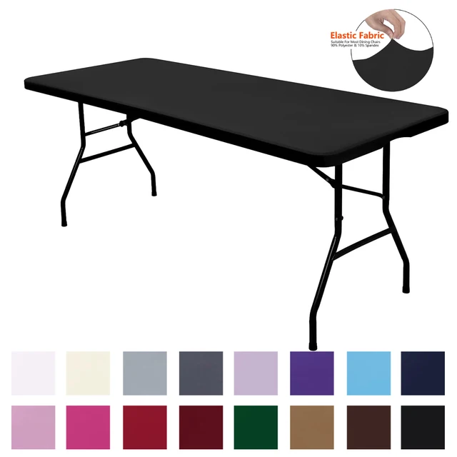 Nappe rectangulaire en tissu élastique ajusté, 3 tailles, Tables pliantes, lavable, pique-nique, Camping, intérieur et extérieur 1
