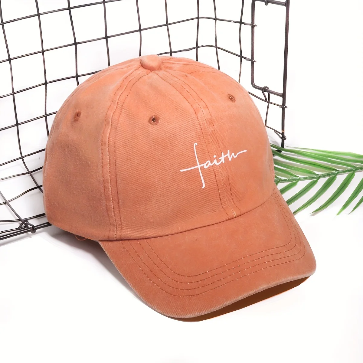 1pc Faith Printed Retro Street Style Distressed Men Women Baseball Cap for Women,summer Casual Outdoor Ideal Match Flat Caps