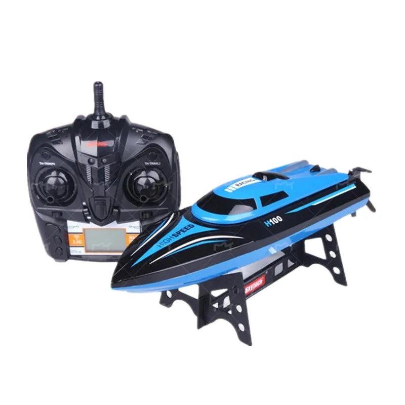 H100 Blue Racing Remote Control Boat 2.4GHz 4 Channel 30km/h With LCD Screen High Speed RC Boat As Gift For Children Toys Gift