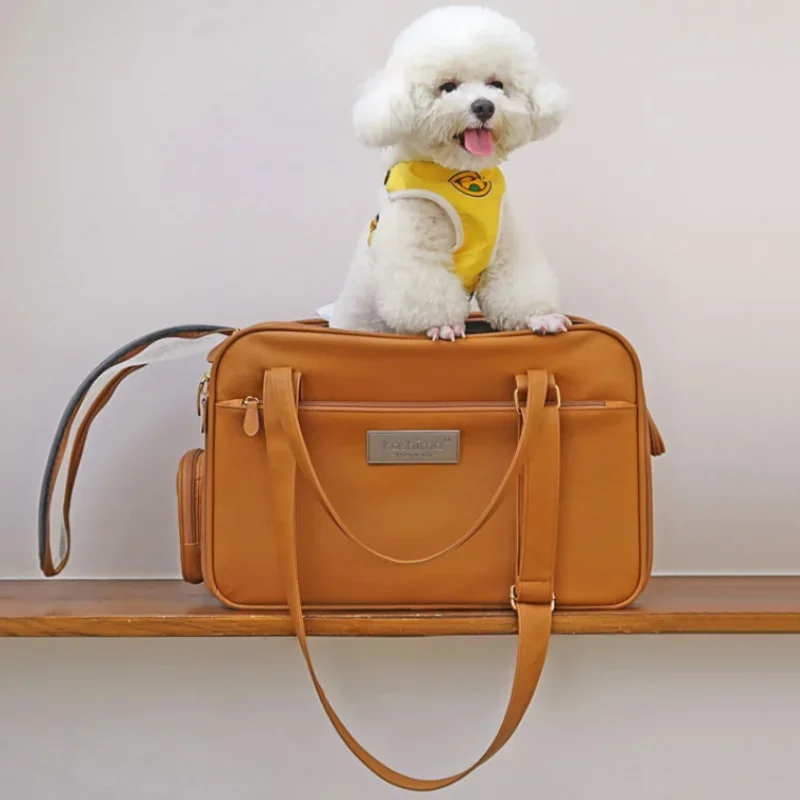 Pure Leather Japanese Original Cat Dog Protection Portable Small Dog Spring Outing Carrying Bag Bag Carrier Cat Backpack