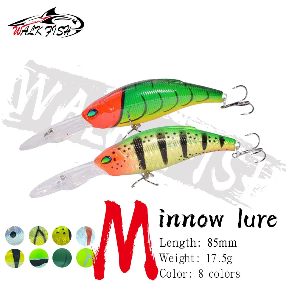 WALK FISH 85 mm 17,5 g schwimmender Minnow japanischer Angelköder Isca künstlich für Hecht Forelle Bass Swimbait Wobbler harter Köder Pesca
