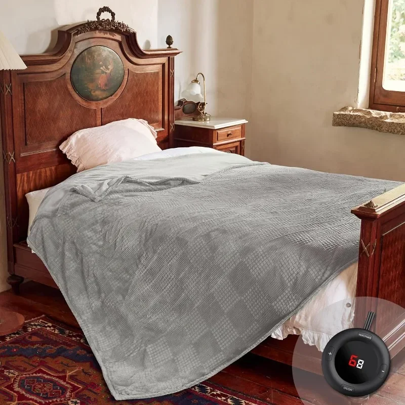 Heated Blanket Electric Blanket Throw 50''X60''-Heating with 6 Heat Settings-2-10 Hours Auto Off,ETL Certified