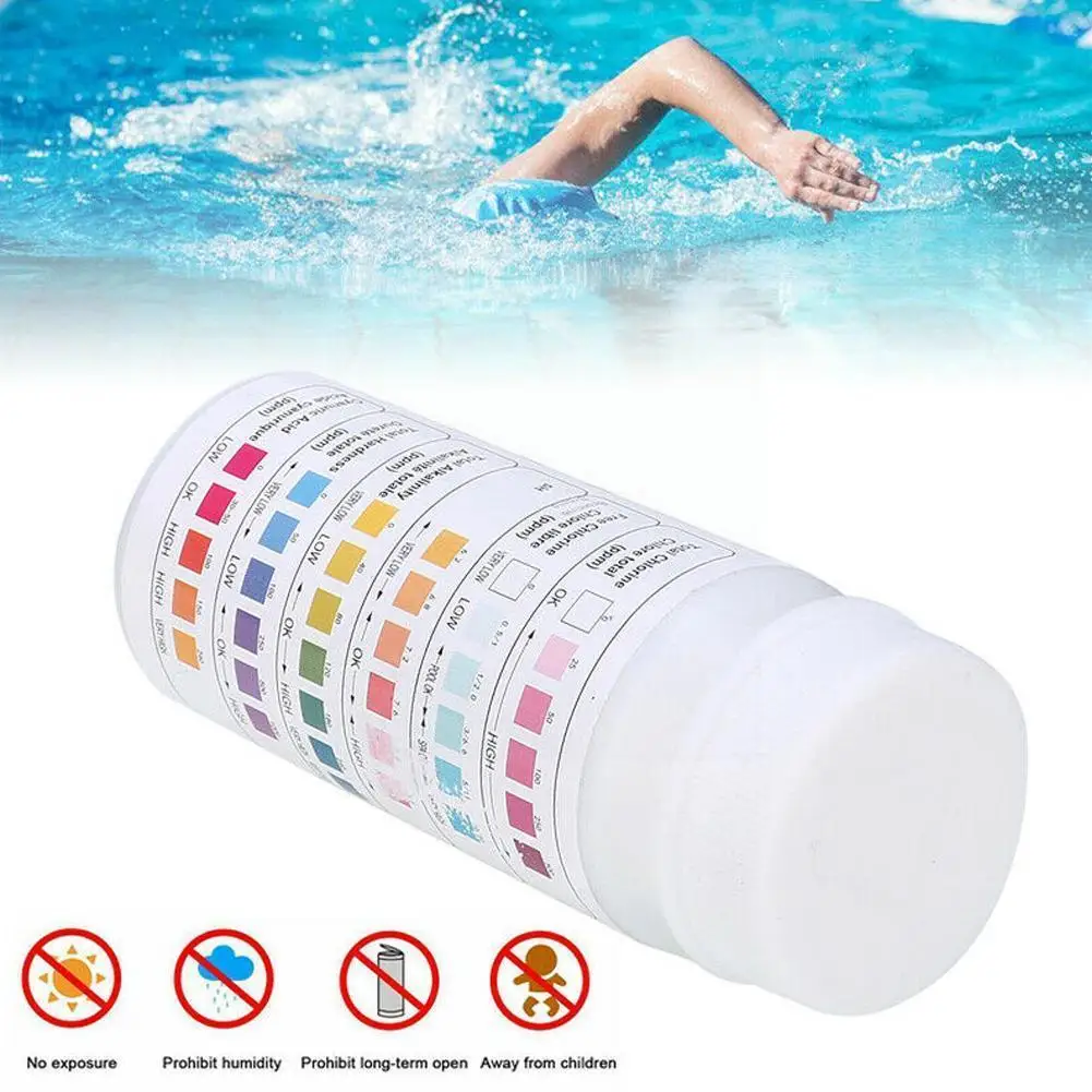 

6-In-1 Zwembad PH Test Card Chloor Resterende PH Waarde Hardheid Zwembad Strip PH cleaner Accessoires Alkaliteit Test Teste H9T1