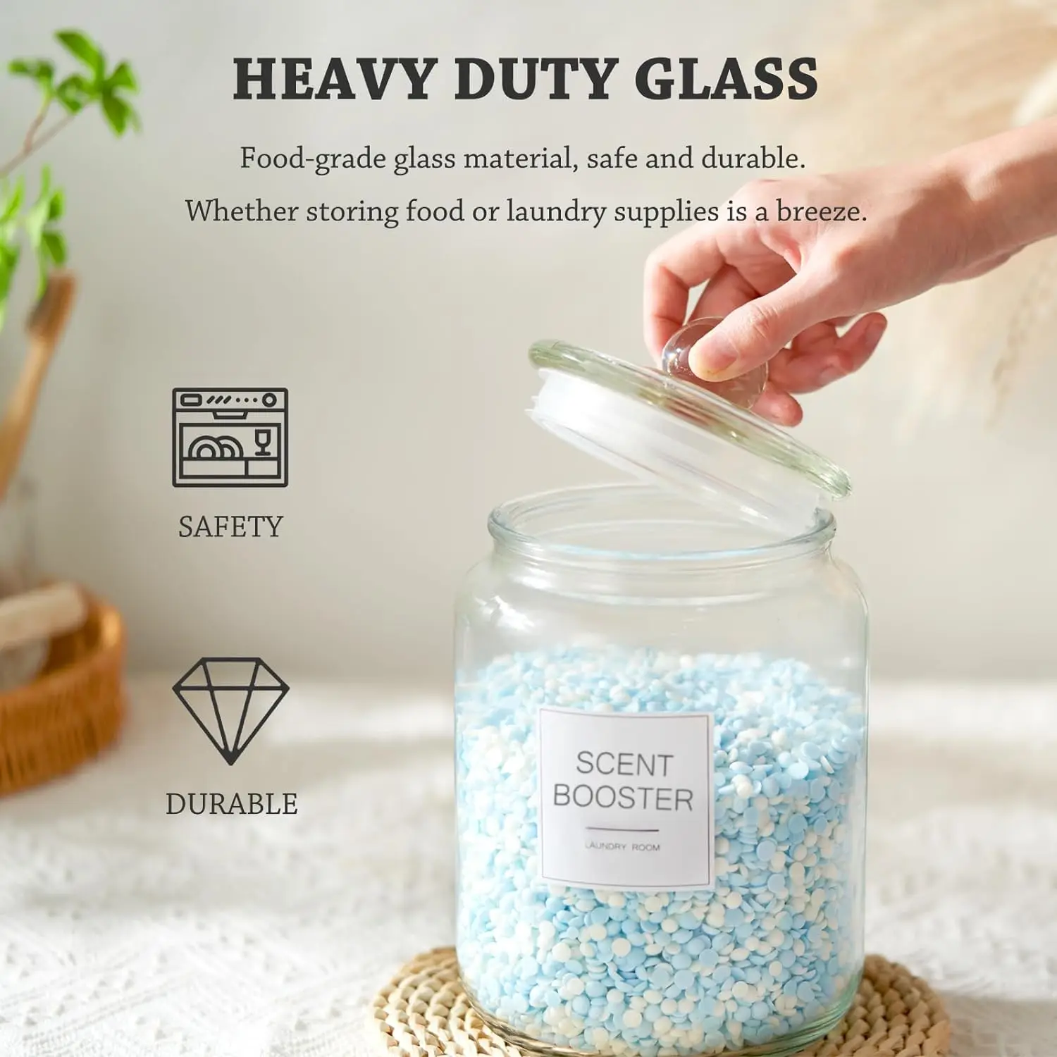 Laundry Pods Glass Jars - Half Gallon Airtight Containers for Organization and Storage Laundry Room Detergents Powder 3
