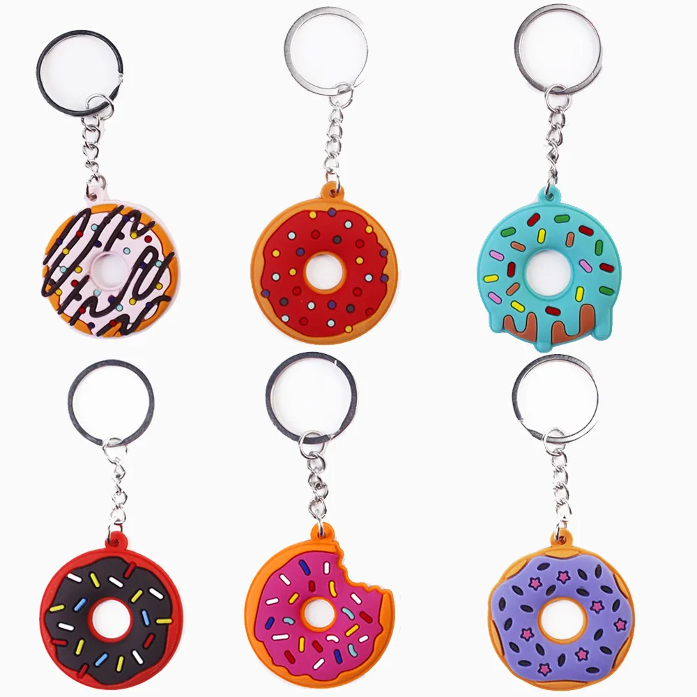 

Creative Sweet Donut Pendant Keychain Kids Cartoon Food Keyring Car Keyrings Children Schoolbag Key Holder Ornaments Party Gift
