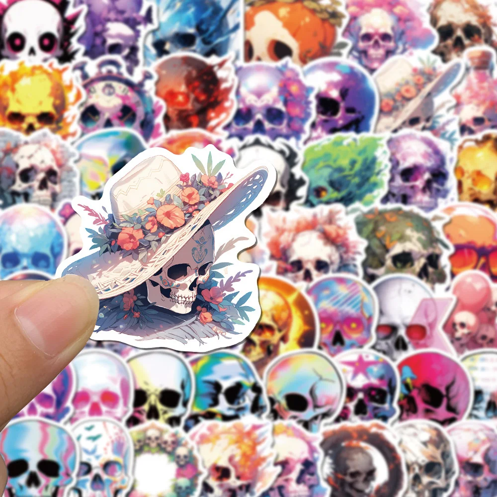 50pcs Halloween Fantasy Skull Stickers Pack Phone Laptop Scrapbook Suitcase Ipad DIY Vintage Sticker Journaling Materials