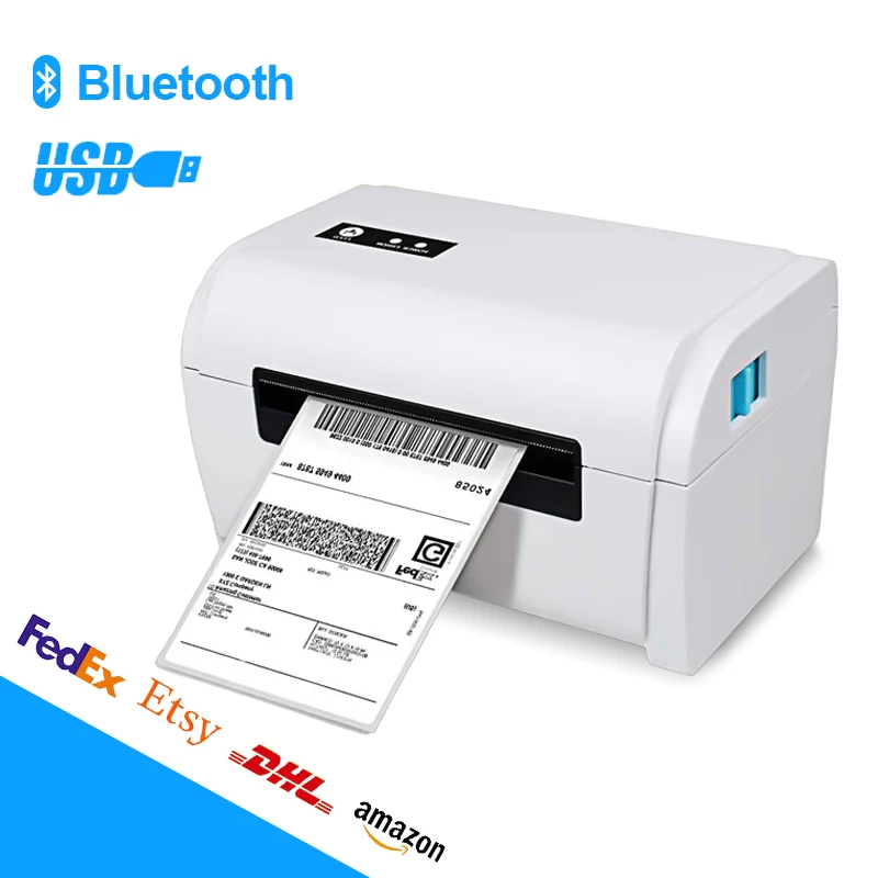 Desktop Shipping Thermal Labels Printer 40-110mm Width USB Bluetooth Compatible DHL Ebay Shopify Package Barcode Sticker Printer