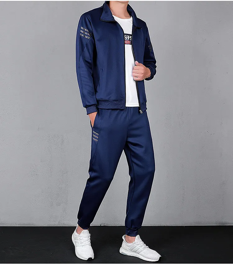 Tracksuit Men Sportswear Sets New Spring Autumn 2 Piece Sets Sports Suit Jacket+Pant Casual Sweatsuit Male Fashion Clothing mens two piece sets