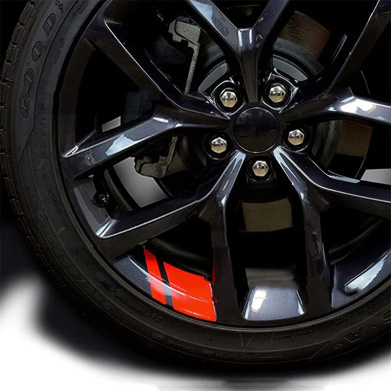 Reflective Car Wheel Rim Stripe Decal Set - 4 Piece Racing Style Exterior Accessory Pack