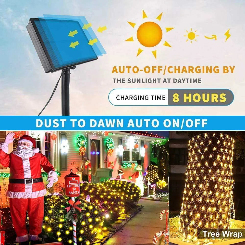 Guirlande Solaire Led 3x2m En Filet, 8 Modes, Imperméable, Luminaire  Décoratif D'extérieur, Idéal Pour Une Fête De Noël, Un Patio Ou Un Jardin -  Solaire Lampes - AliExpress