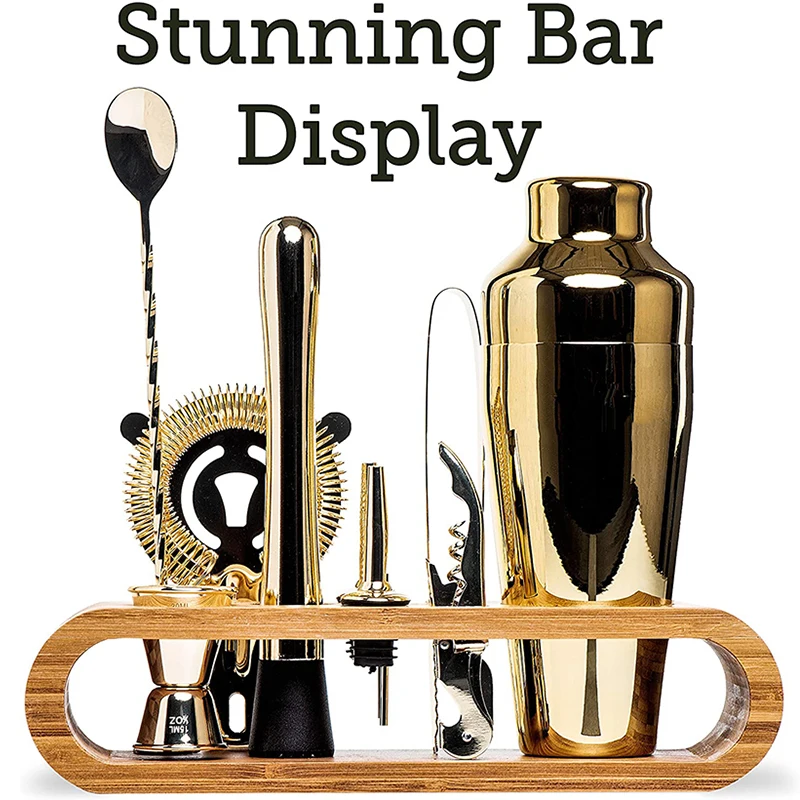 10-Piece Cocktail Bar Set with Bamboo Stand – Mixology Kit 3