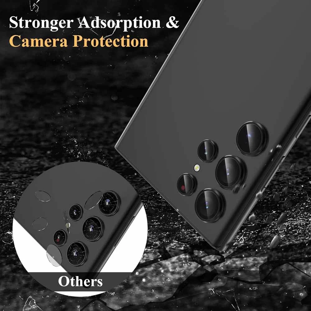 Premium Tempered Glass Camera Lens Protector with Metal Ring Cover