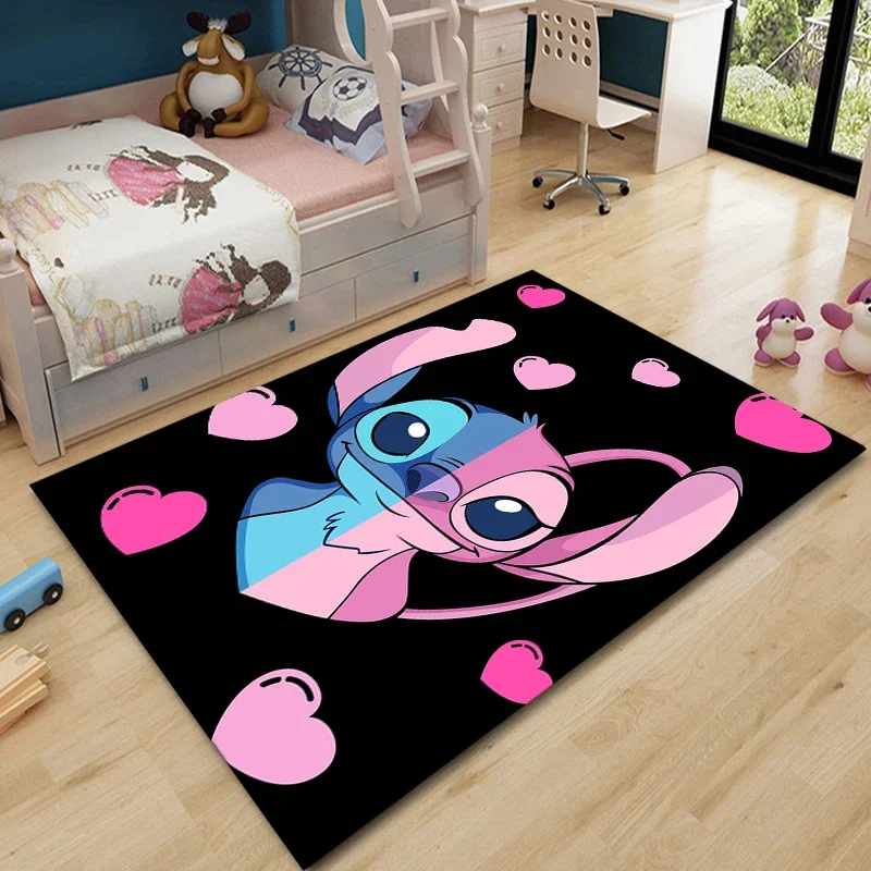 thumbnail image 1 of Alfombra de Disney con figura de Anime Stitch, alfombra estampada para sala de estar y dormitorio, felpudo creativo de dibujos animados para dormitorio de niños, sofá, alfombras para el suelo, 1 of 4