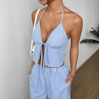 Vanessa Striped Printed Vest Top Pant Set 4