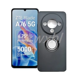 Shockproof Phone Case with Back Ring Holder - Original, Enhanced Protection for ZTE Blade A76 5G (Ring Case Black)