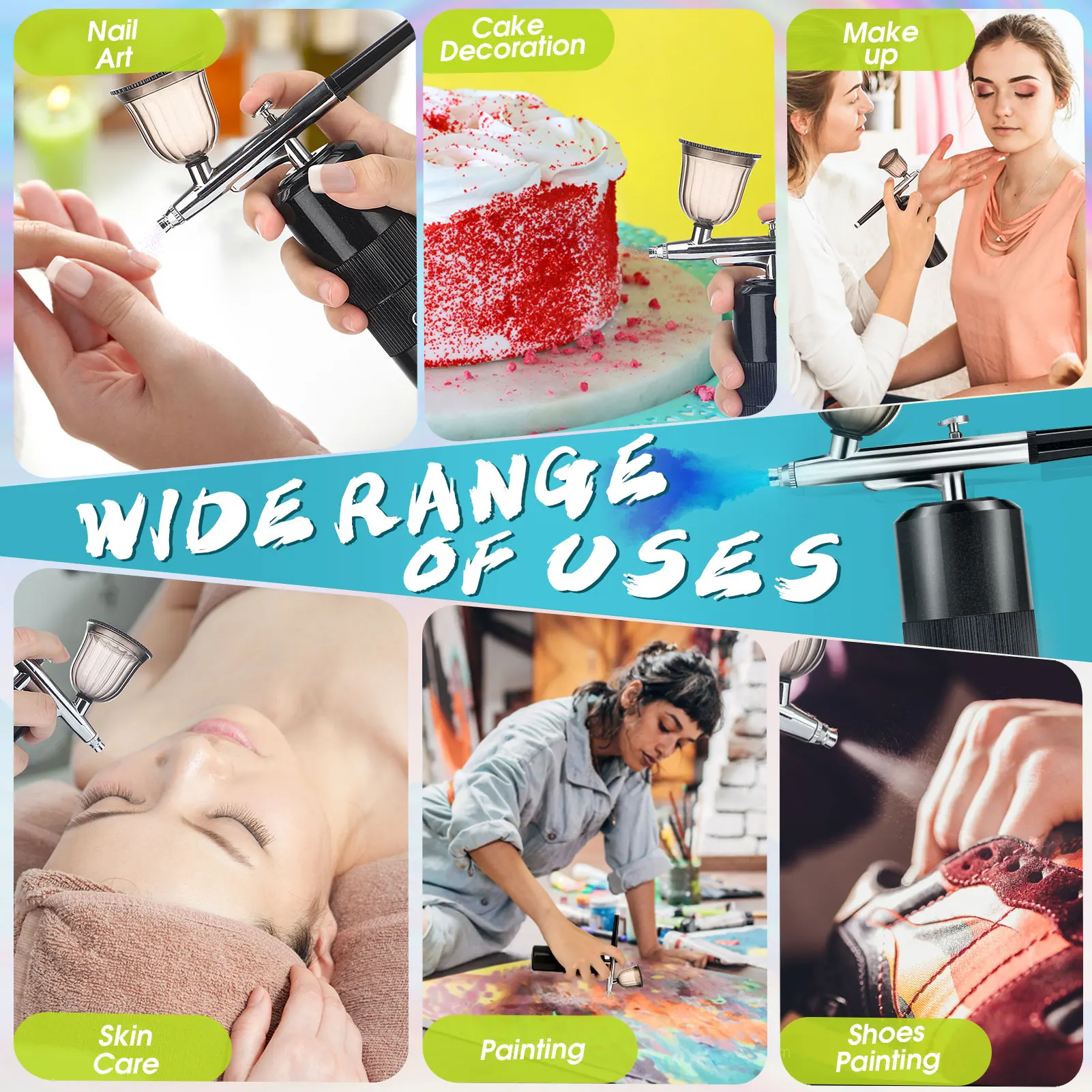 Mini Air Compressor Nano Spray Oxygen Injector Portable Air Brush Nail Paint Compressor Airbrush Kit For Nails Art Cake Painting