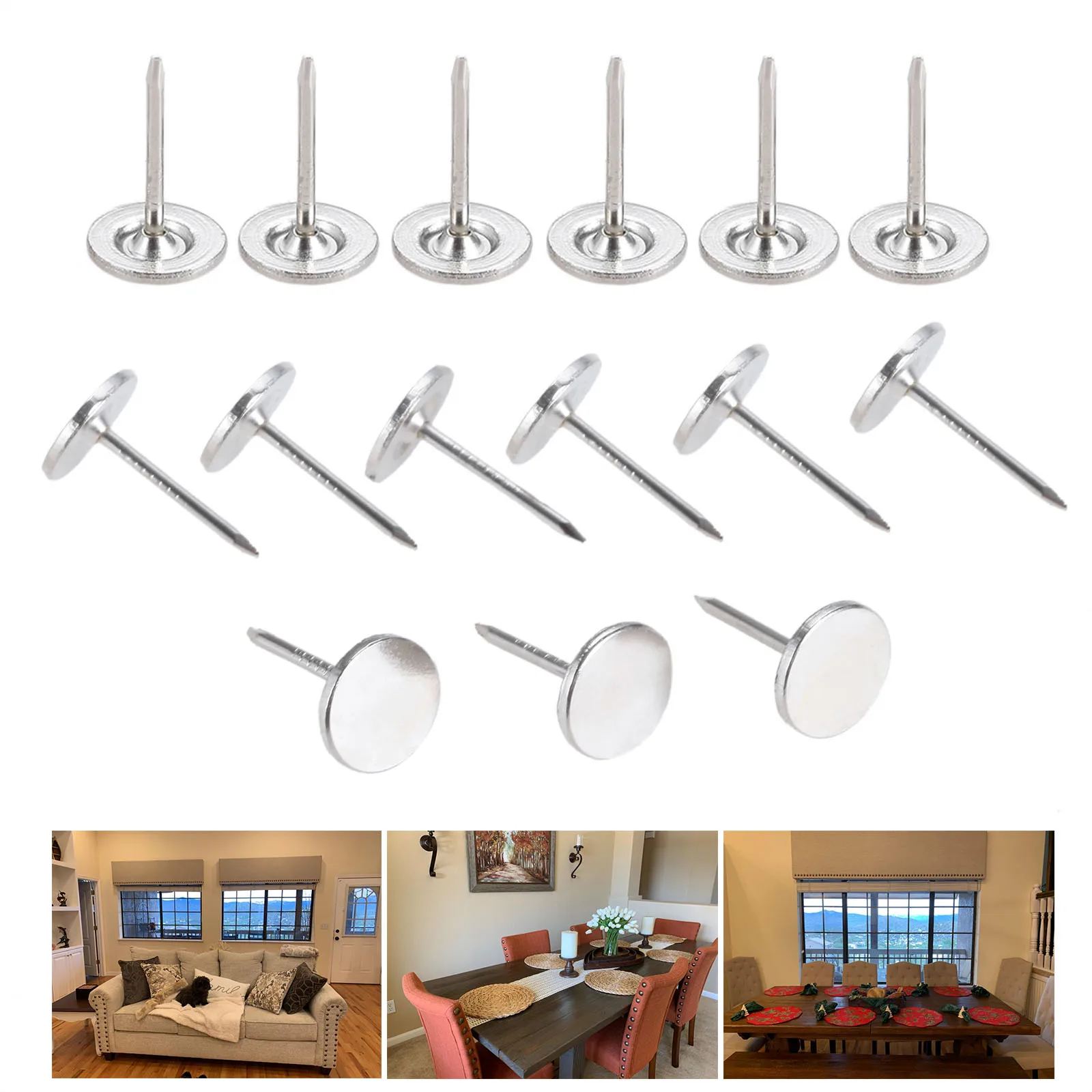Upholstery Nail 50Pcs/100Pcs Silver Upholstery Nails Flat Head Tacks Furniture Nails Pins for Home DIY Decorative