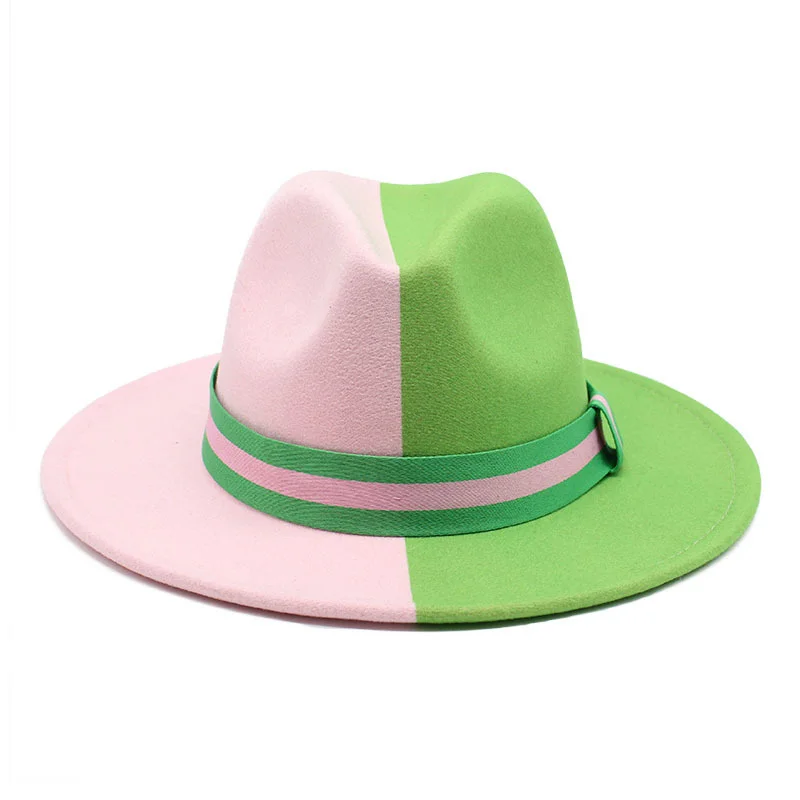 Patchwork Fedora Hat Colorful Two Tone 