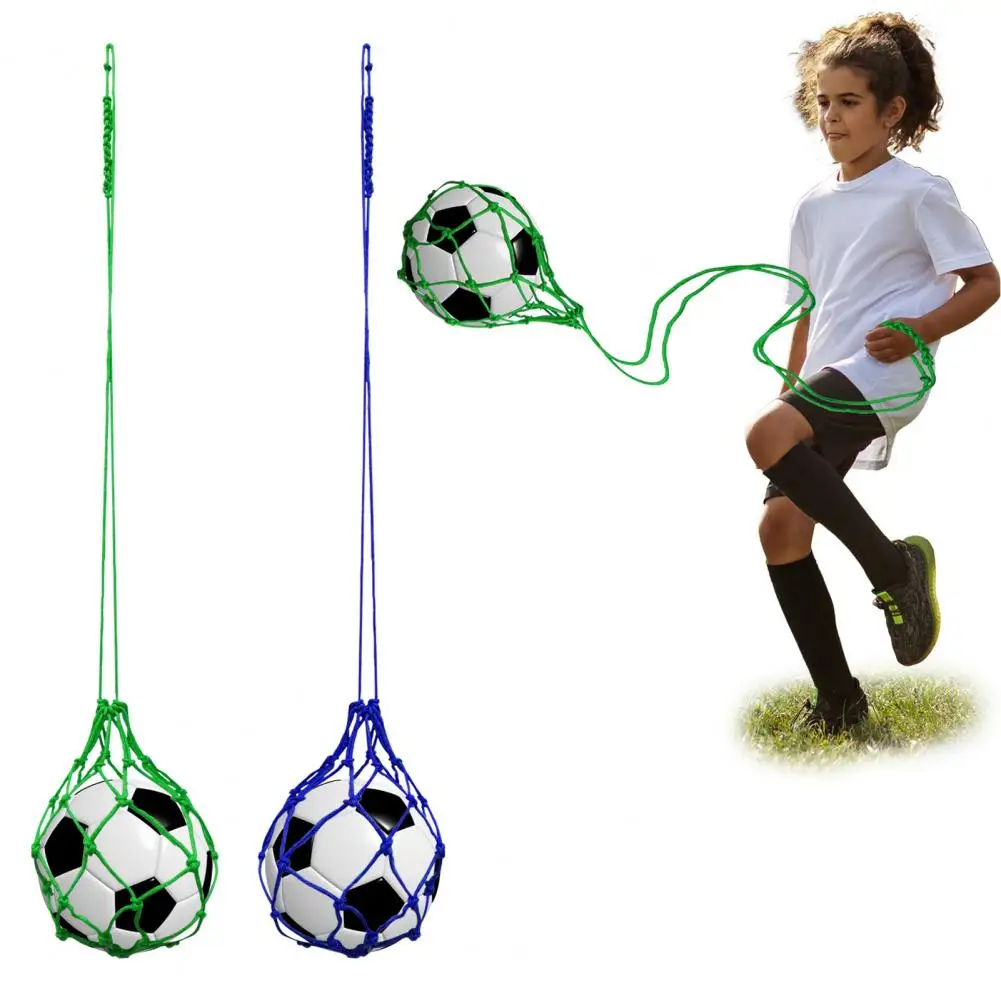 Football Training Device Soccer Ball Net Kicker Solo Kick Practice Aid for Youth Adults Nylon Mesh Bag with Trainer Net Soccer