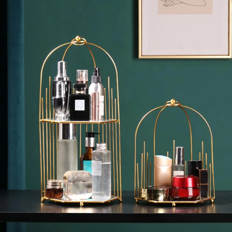 

Nordic Simple Desktop Storage Rack Portable Hollow Bird Cage Cosmetic Display