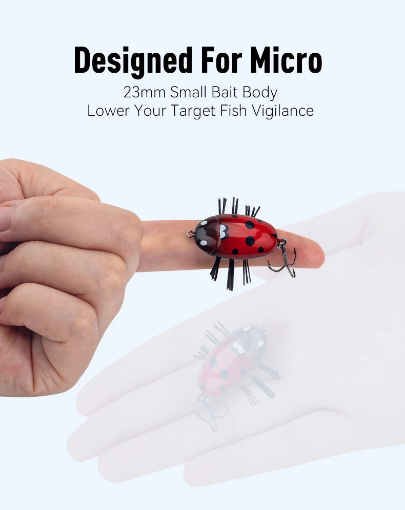 Kingdom Microbeetle MicroBug 1,8 g 3,3 g 23 mm 29 mm künstliche Bionik harte Köder Topwater Insekt schwimmende Wobbler Angelköder – Detail 5