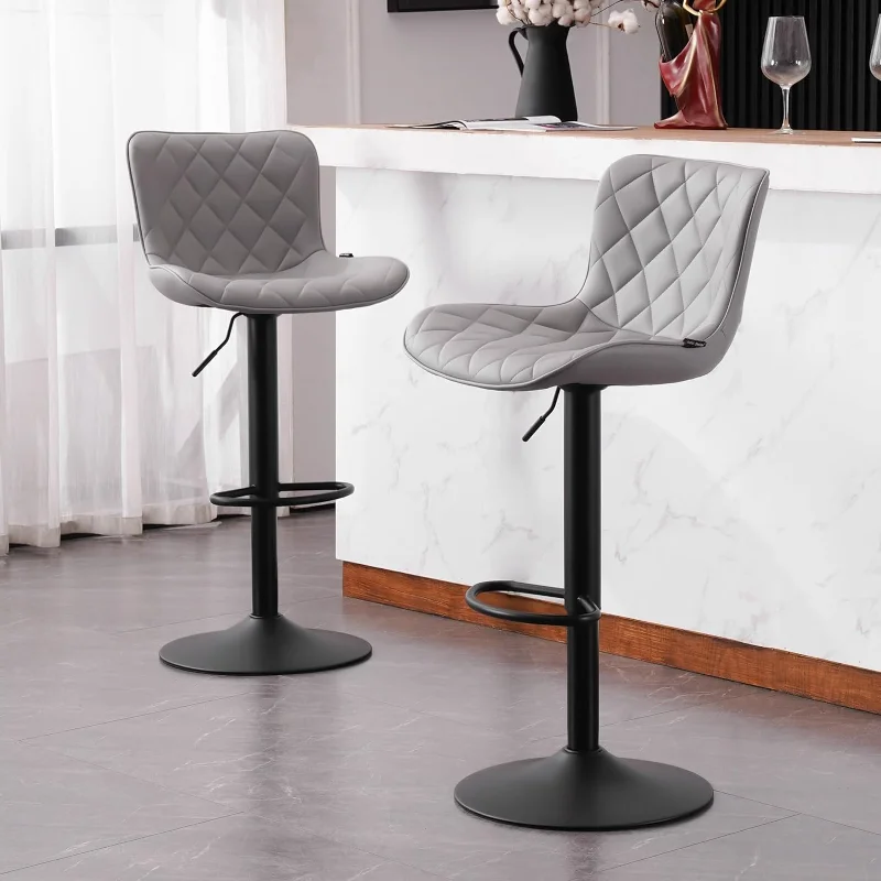 

YOUNUOKE Bar Stools Set of 2 with Back Modern Faux Leather Swivel Counter Height stools Adjustable Tall Stool Chairs for