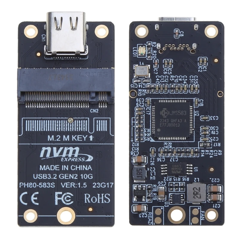 M.2-Type-C SSD 어댑터 SSD 보드 M.2-USB3.1 M.2 NVME SSD JMS583 용 10Gbps 어댑터 2230-2280 SSD Dropship