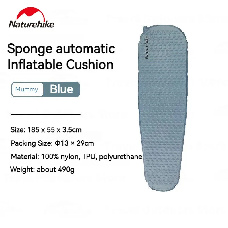 Naturehike colchão auto-inflável ao ar livre portátil ultraleve esponja almofada inflável automática acampamento caminhadas almofada de dormir
