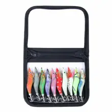 10pcs Hard Bait Luminous Shrimp Squid Jigs Set 3.0#3.5# Sea Fishing Lure Set Artificial Cuttlefish Octopus Winter Fishing