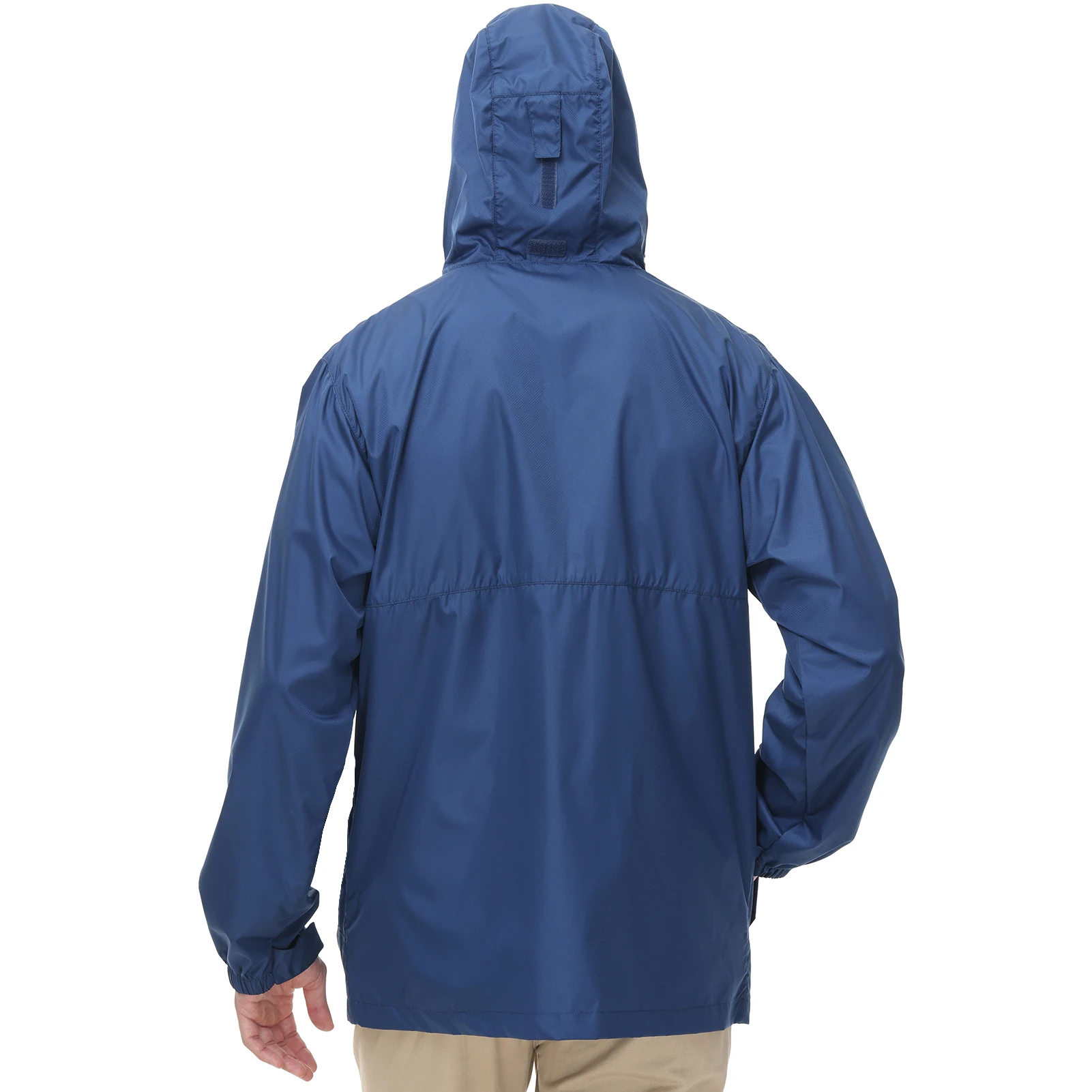 Lightbare Series Men Ripstop Rain Coat Water Resistant With Storage Bag Spliced Color Roomy Pockets Inside LB02M
