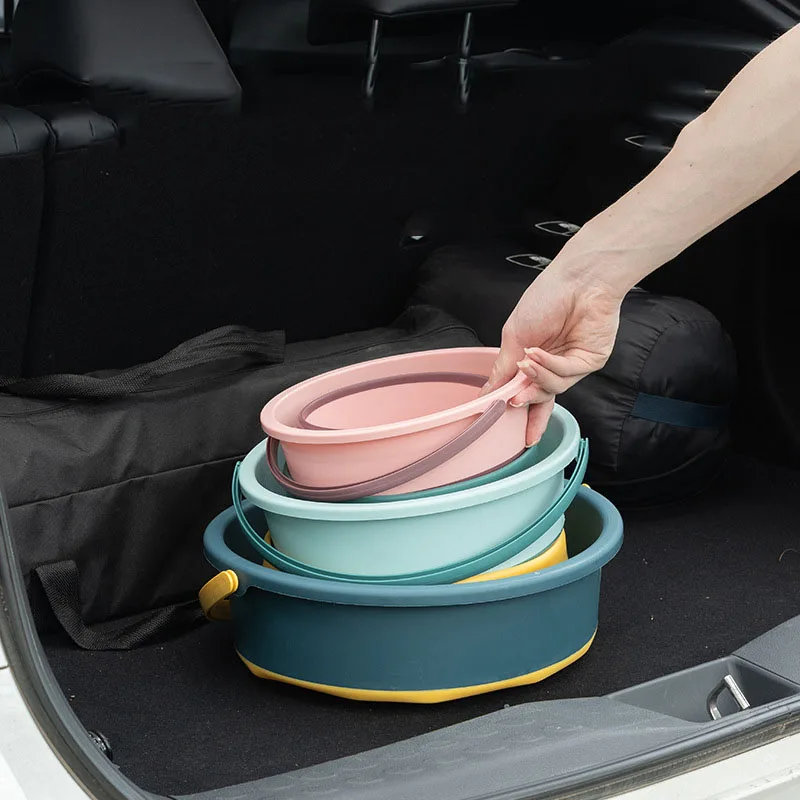4.6L 10L 16.8L Car Travel Car Wash Bucket Home Portable Thickened Plastic Portable Folding Bucket Outdoor Fishing Bucket