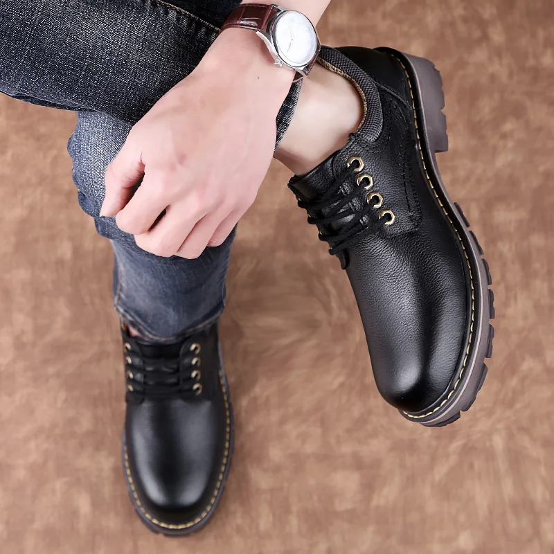 

Men genuine Leather Shoes lace up oxfords spring autumn Men's Flats Oxfords Shoes outdoor Man Causal Shoes Lace-Up Shoes For Men