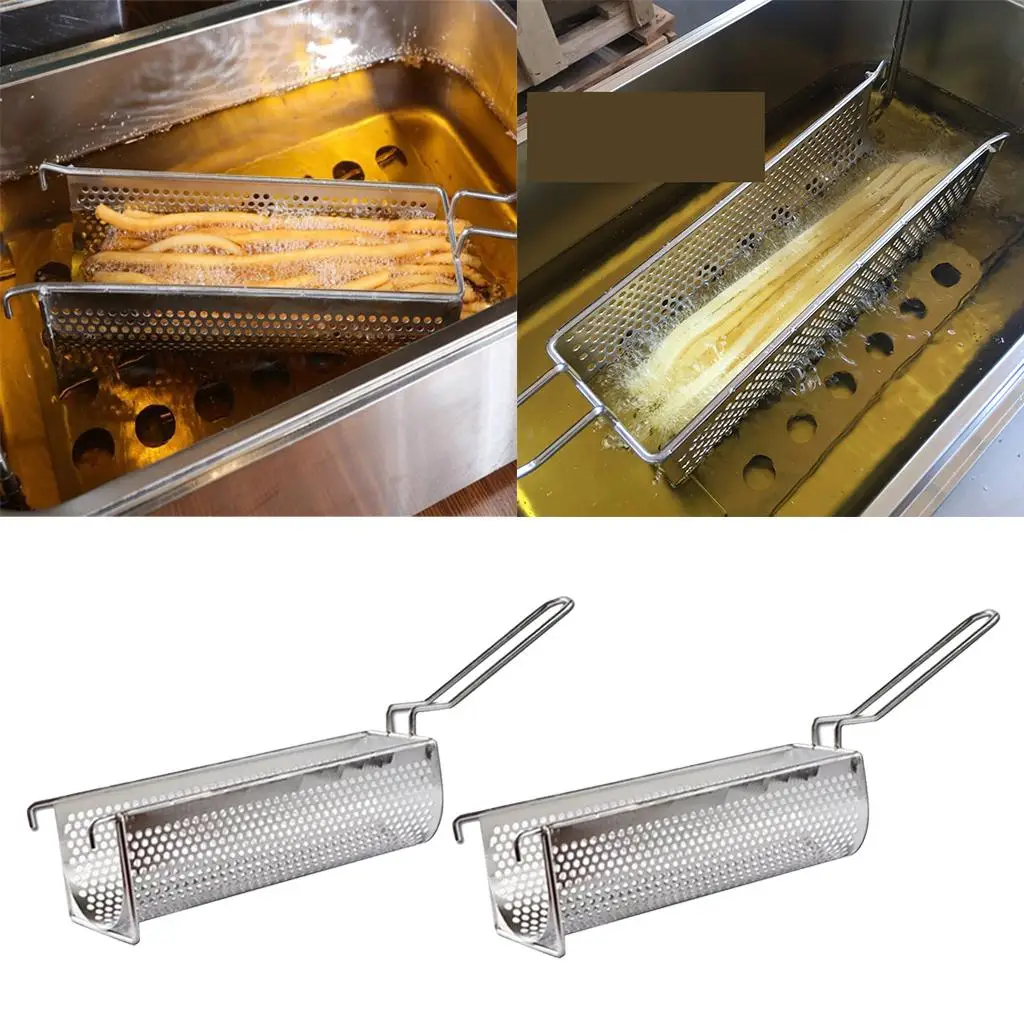 Food Grade 304 Stainless Steel Fried Food Basket Large Fryer Strainer for Home Cooking French Fries and Chicken Fry Machine 2