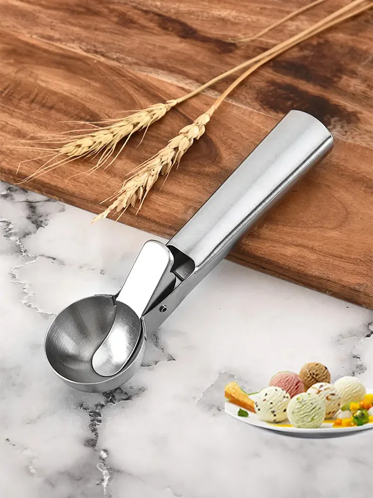 LCE Cream Scooper Stainless Steel Multifunctional Pressable Fruit Spoon LCE Cream Ball Spoon Watermelon Ball Machine