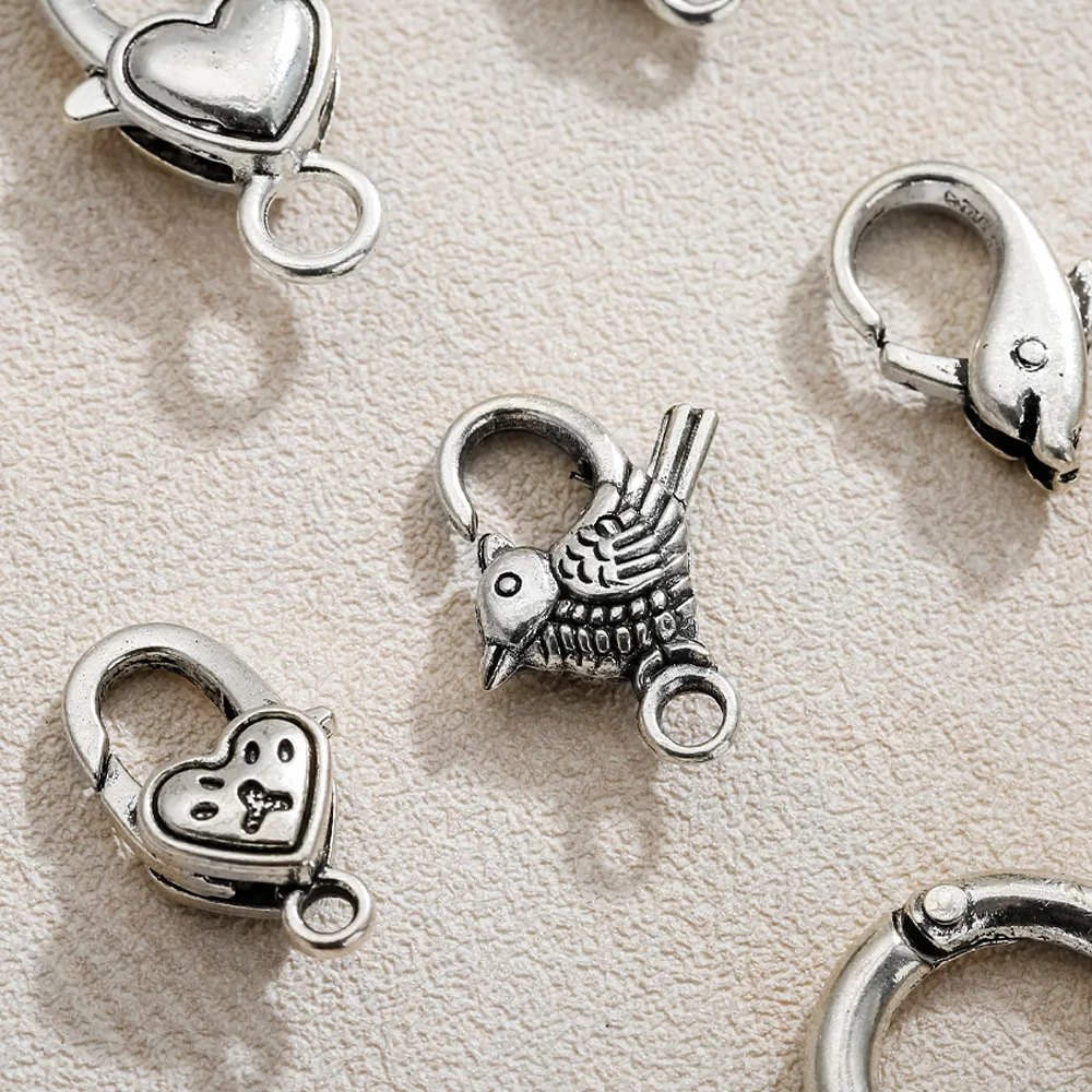 50pcs/lot 26x15MM Lobster Clasp Hooks Heart Cross Animal Keychain Clasps Bracelet Chain Accessory for Jewelry Making Components