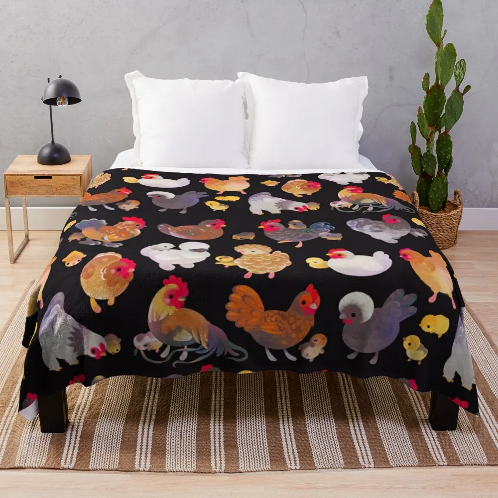 

Chicken and Chick - dark Throw Blanket Stuffeds Weighted Blankets