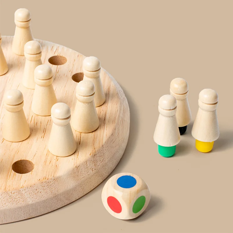 Japace Gioco Degli Scacchi Della Memoria In Legno - Memory Stick Per Bambini, Gioco Da Tavolo Educativo Per Allenare La Memoria E I Colori, Dai 3 Anni - 3