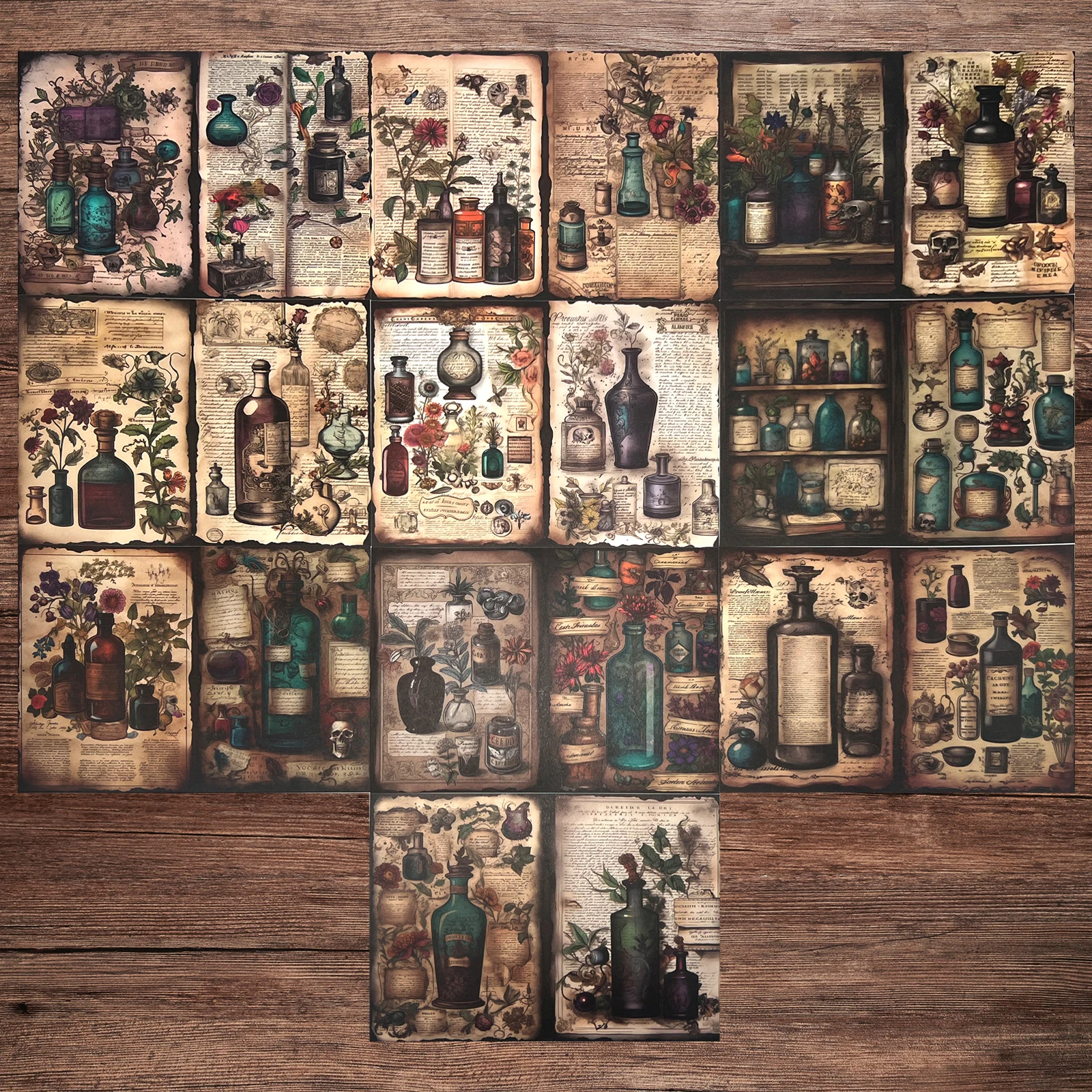 Viguscraft 10Sheets A5 Size Dark Magic Gothic Pill Bottle Junk Diary Magazine Scrapbooking