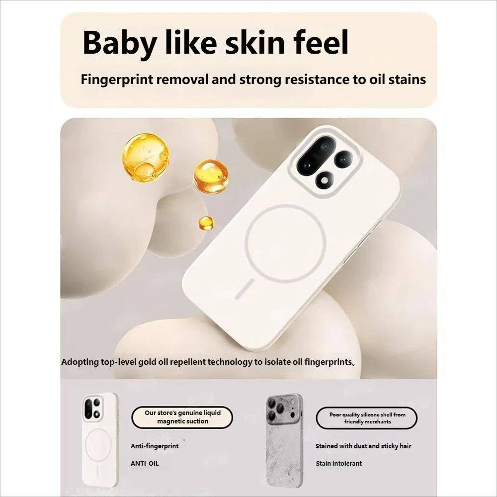 Luxury Liquid Silicone Magnetic Case with Wireless Charging and Shockproof Matte Finish