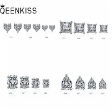 

QEENKISS EG7627 Fine Jewelry Wholesale Fashion WomanGirl Birthday Wedding Gift Heart Round AAAZircon 18KTWhite Gold StudEarrings