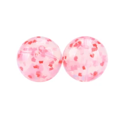 Set of 100 Round Silicone Beads - 15mm, Food Grade, BPA - Free, for DIY Jewelry and Crafting Accessories (Crystal heart)