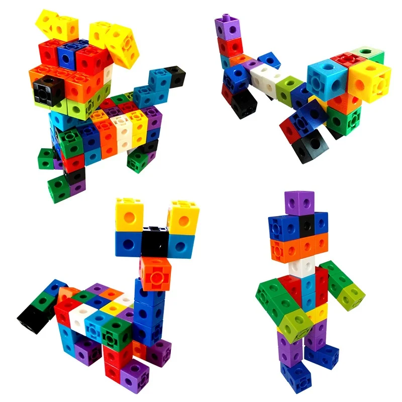 Linking Cubes Math Blocks Toy with Activity Cards 100pcs Numbers Counting Set Snap Toy Counters Kids Educational Learning Gifts 2