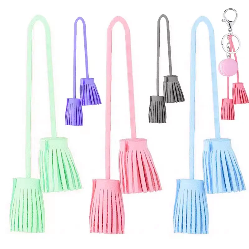 Double Leather Tassel Leather Strip Cord with Tassel Fringe Suede Key Chains Pendant for DIY Craft Jewelry Accessory 2Pcs tassel fringe leather tassels tassel accessories tassel decoration