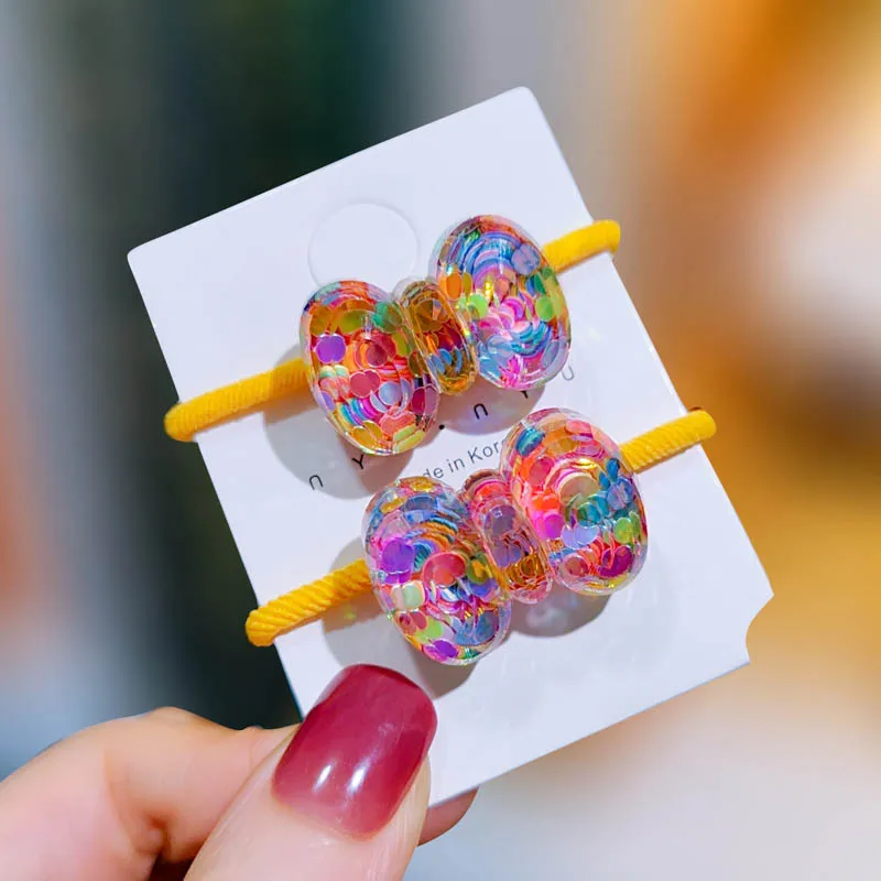 Children Sequins Floral Elastic Hair Bands Rubber Band Hair Tie Princess Kawaii Rope Headwear Girls Kids Accessories